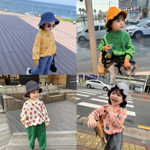 2019 girl boy printed velvet sweater baby kids winter warm bottom shirts sweaters children tops clothing