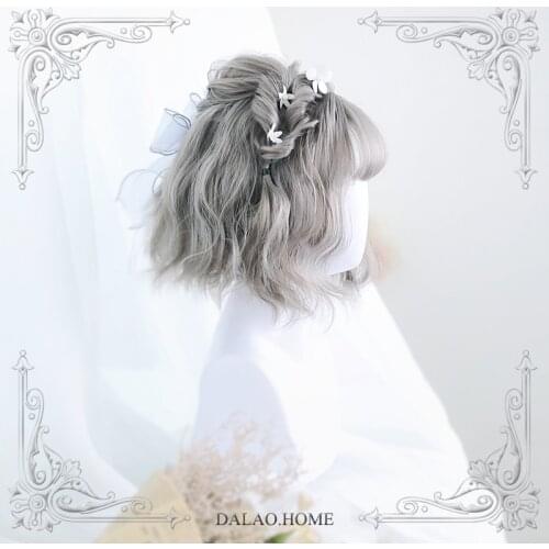 High Quality Multicolor Harajuku Soft Girl Lolita Joan Aoki Linen Ash Mist Blue Air Bangs High Temperature Resistance Wig
