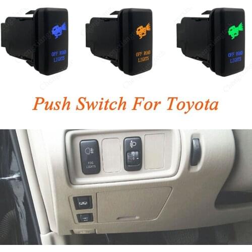 Green & Blue LED Car Push Button Switch Off Road Lights For Toyota Prado Landcruiser Hilux FJ Cruiser ON OFF Switch + Wire