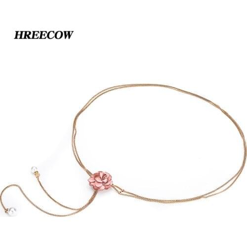 New Arrived Fashion Chain Belts For Women Thick Chain Belt For Ladies Dress Accessories Flower Decorative Belt