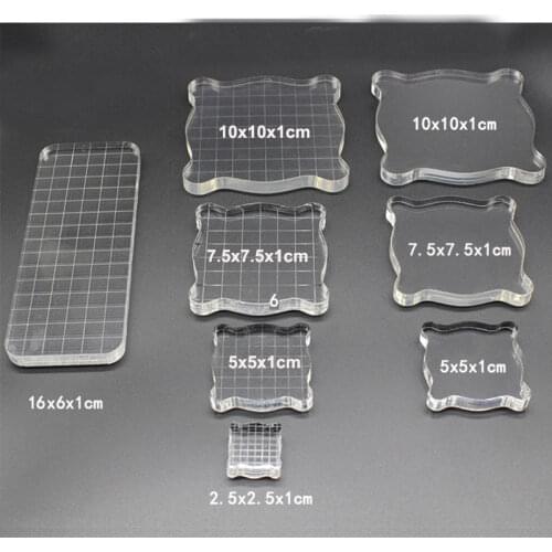 1set Multi-size Transparent Acrylic Block Clear Acrylic Stamping Ink Pad Sheet For DIY Scrapbooking Photo Album Decor