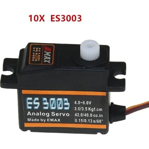 10Pcs/lot 17g EMAX Servo ES3003 Macro Analog Servo Plastic Gear for RC FPV Fixed Wing Airplane racing drone