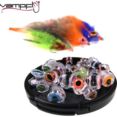 Vampfly 100PCS Luminous Fish Eye Mask & 3D Suspend Streamer Reptile Dragon Eyes For Pike Bass Trout Saltwater Fly Tying Material