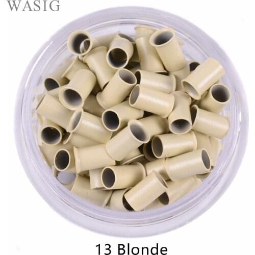1000Pcs 3.4*3.0*6.0MM Flared Euro Locks Micro Copper Tube Rings Links Beads for Human Hair Extensions Tool 13# Blonde