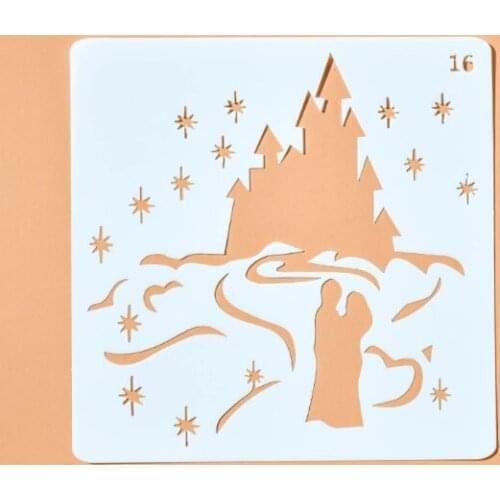 13*13 Castle Layering Stencils graffiti hand copied board hollowed out photo album graphic spray painting tool