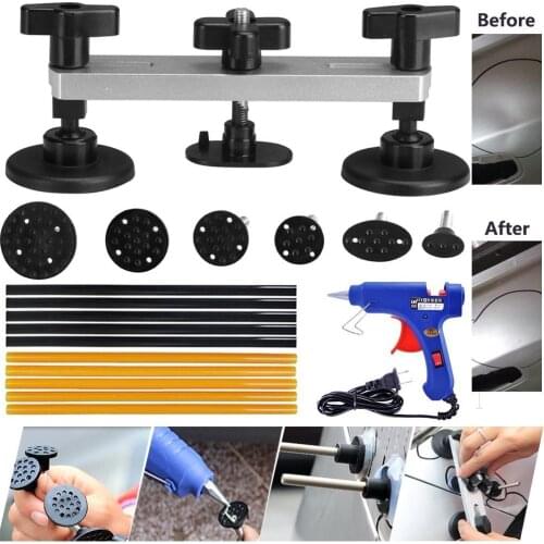 18pcs Pulling Bridge Instruments DIY Hand Tool with Hot Melt Glue Spear Paintless Dent Repair Tools Kit Suit for bmw ford VW