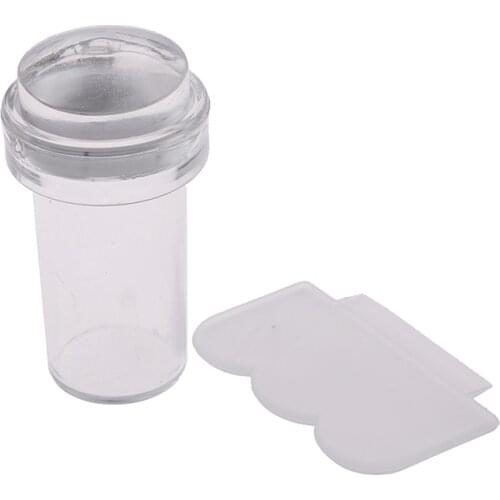 2PCS/Set New Design Pure Clear Jelly Silicone Nail Art Stamper Scraper Transparent Nail Stamp Stamping Tool