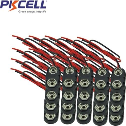 20Pc I Type 9V Battery Case Box Holder holder Line length 15CM for 6F22 6LR61 Size Cells