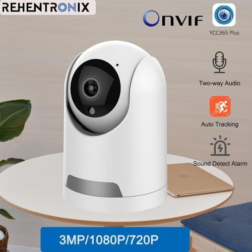 3MP Indoor WiFi PTZ Camera Smart Home Wireless Security Camera Mini ONVIF Camera Human Auto Tracking Camera Sound Detects Alarm