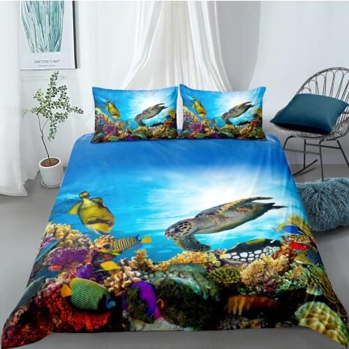 3D Duvet Cover Sets Blue Sea Animal Quilt Covers Comforter Case Set Bedding Set King Queen Full Double Single Size Bed Linen