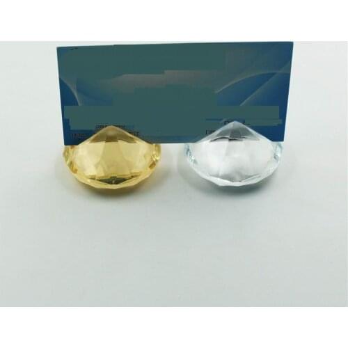 400pcs Clear & Golden Heart Crystal Diamond Place Card Holder crystal Table Card Holders Wedding Decoration Favors