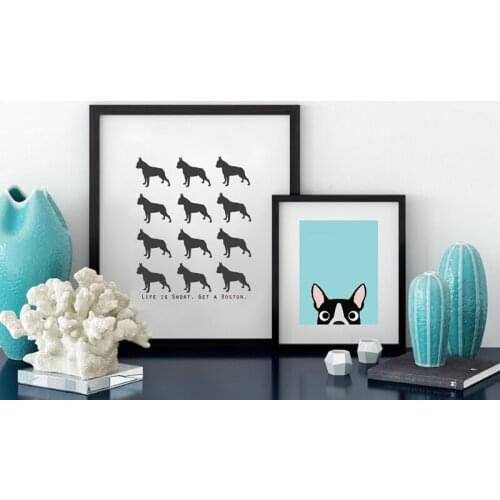 Boston Terrier Dog Canvas Painting Poster Wall Art Decor , Modern Multi Boston Terrier Puppy Dog Canvas Print Home Decor