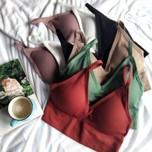 Women French Cup Solid Color Sexy Bras for Women Deep V Wireless Underwear Soft Breathable Seamless Tops Brassiere