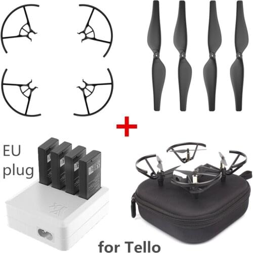 FORDJI Tello EVA Storage Case,4Pairs 3044P Quick-Release Propeller,Propellers Guard,3 in 1/4 in 1 Charger Hub,Charging USB Cable