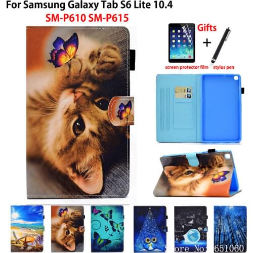 Funda For Samsung Galaxy Tab S6 Lite Case 10.4'' P610 SM-P610 SM-P615 Cover Cute printing protective Stand Skin Capa Shell +Gift