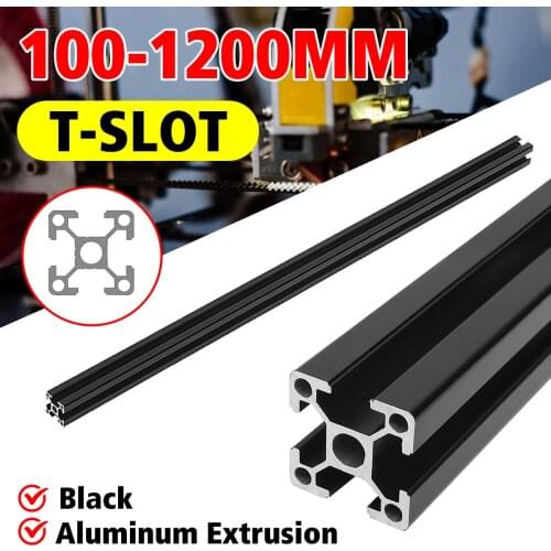 Black Length 100-1200mm 2020 T-slot Aluminum Extrusions Aluminum Profiles Frame for CNC Laser Engraving Machine