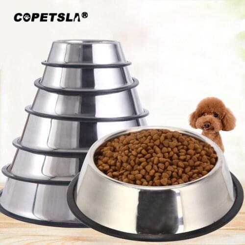 Copetsla 1Pcs New Stainless Steel Dog Cat Bowl Non-Slip Durable Food Feeder Water Bowls For Dogs Pet Feeding Drinking Supplies