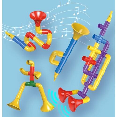 Color Pipe Horn Sound Wheel Building Block Toys Children Assembly Pipe Construction DIY Assembly Toys Boys And Girls Gifts