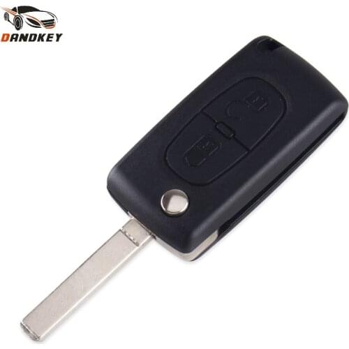 Dandkey 20X For Peugeot 107 207 307 307S 308 407 607 2 Buttons Flip Folding Remote Key Shell Fob Case With VA2 Blade key shell