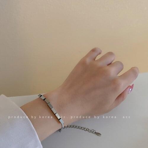 Europe Simple Titanium Steel Hollow Cuboid Bracelet Fashion Niche Design Bracelet Cold Hand Jewelry Female Tide