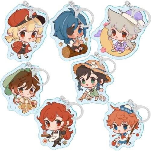 Genshin Impact Paimon Lumine Barbatos Venti Cosplay KeyChains Accessories Cute Bag Pendant Christmas Gifts Halloween Prop