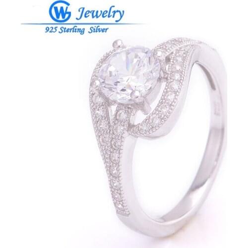 GW Fashion Jewelry 100% 925 Sterling Silver Brand Ring With Genuine Crystal Stone Factory Wholesale Free Shipping FRITV001H50