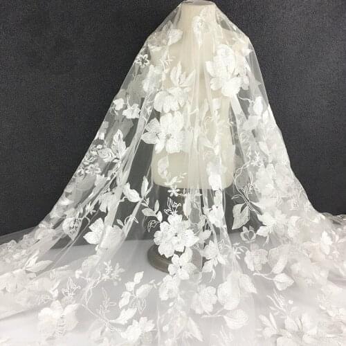 Exquisite Polyester Embroidered Mesh Fabric Fashion Wedding Pattern Dress Material