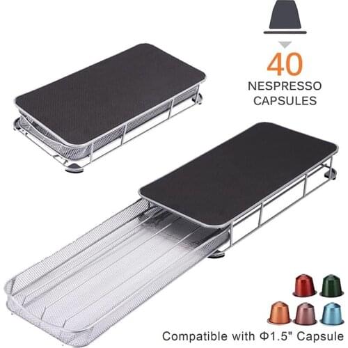 Exquisite Coffee Capsules Organizer Practical Coffee Pod Holder Storage Drawer for 40pcs Nespresso Capsules