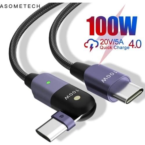 180 Rotate PD 100W Type C To Type C Cable USBC QC 3.0 QC4.0 Data Cable Fast Charging USB C Cable For Macbook Pro Samsung Xiaomi
