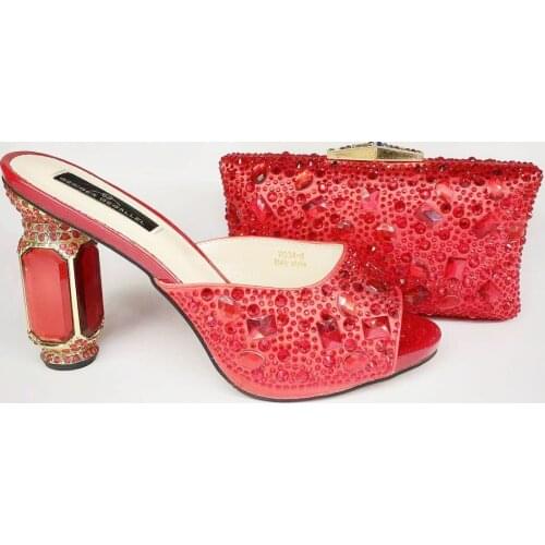 Luxury Rhinestone Party High Heels with Matching Bag Set Retro Italian High Heeled Shoe and Bag to Match Shoes Bags Women