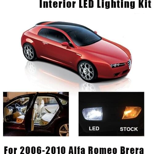 9pcs White Error Free LED Interior Light Bulbs Kit Fit For 2006 2007 208 2009 2010 Alfa Romeo Brera Mirror Map Dome Trunk Lamp