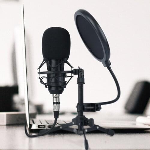 Condenser Microphone For Computer Vocal Recording Podcaster Mic Tripod Stand For PC 3.5mm Wired Professional Studio Microphone