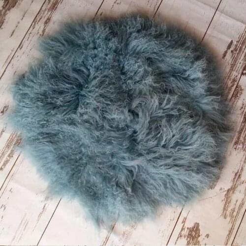 Round Curly Wool Blanket Newborn Posing Props Vintage Lamb Fur Baby Photo Prop Fur Chunky Flokati Baby Boy Photography Wool
