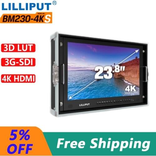 Lilliput BM230-4KS Monitor 23.8 inches HDR 3D-LUT Color space Carry-on 4K Director Monitor 3840x2160 SDI Tally VGA