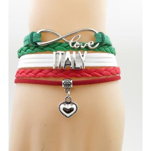 Infinity Italy Bracelet heart Charm Italy country bracelets fashion Italy man and woman rope bracelet Italy jewelry