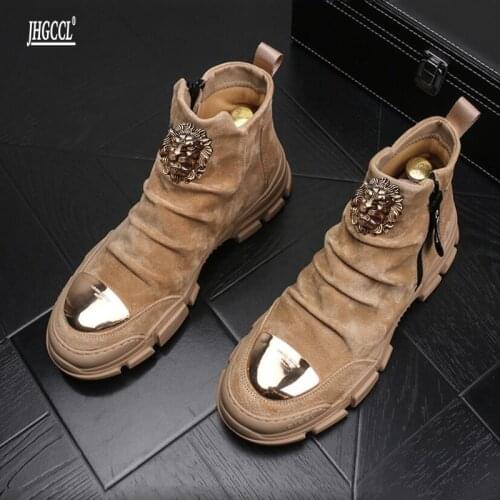 NEW Rivets Shoes Woman Couple Ankle Boots Flat Heel Platform Boots Women Big Size 44 Waterproof Motorcycle Boots Men & Women A25