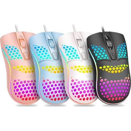 USB Wired Mouse Colourful RGB Light Honeycomb Hollow Ergonomic Mice Mouse for PC/Laptop Gaming Mouse