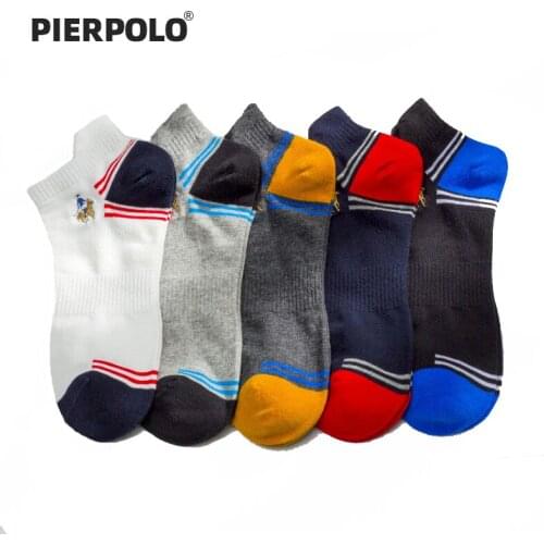 PIER POLO Socks Thick Terry Cotton Socks Mens Embroidery 5 Color Ankle Socks Fashion Casual Short Socks Wholesale