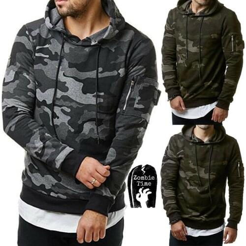 New Mens Fashion Hoodie Military Camouflage Print Pullover Casual Outdoor Sports Hoodie