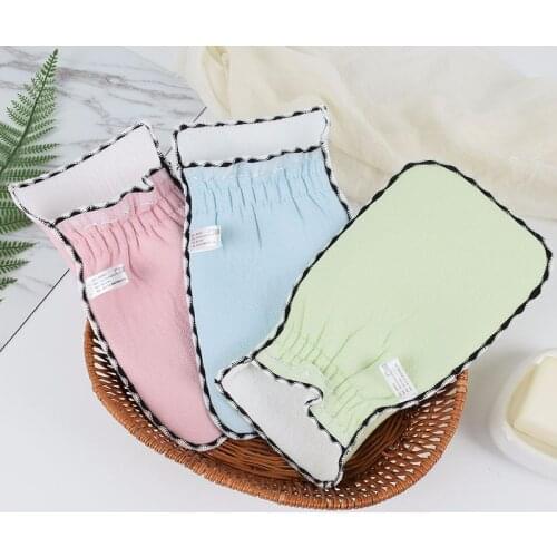 New special bath towel thickened solid color back rub gloves bathroom supplies scrubbing gloves firm exfoliating bath sponge