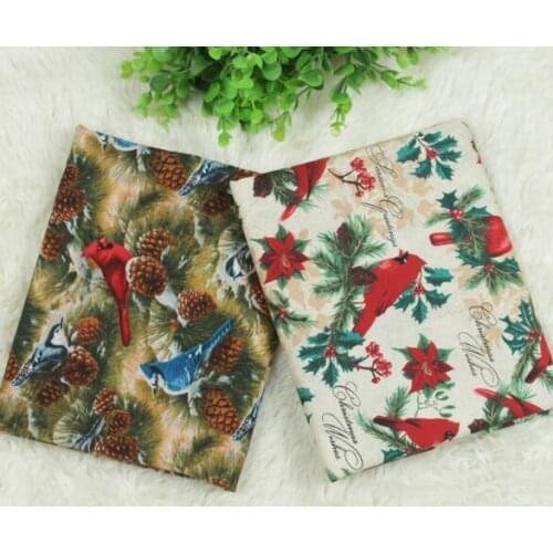 Brand New Design 2 Colors Christmas Bird & Pine cones printed Cotton Fabric for sewing bedding cloth decoration