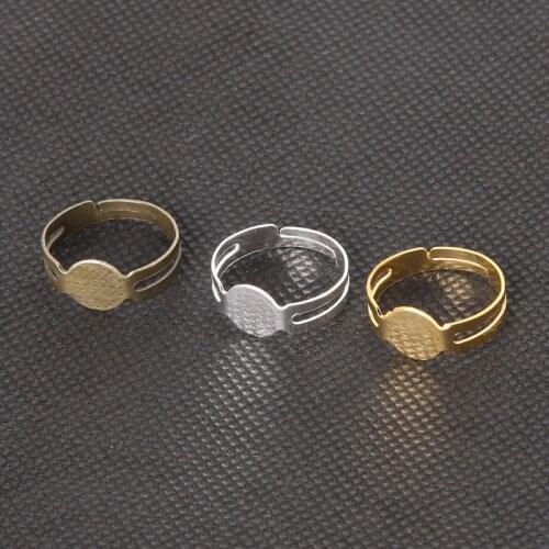 Wholesale!!! 120Pcs/pack Open Ring Circle With Pad Adjusted 18mm Gold Silver Bronze Plated For Jewelry Making