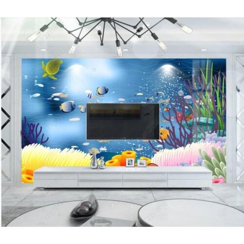Custom photo wallpaper for walls 3 d mural Beautiful Underwater World Dolphin Coral Aquarium Childrens Room Background Wall