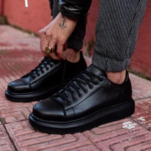 Knack High Outsole Casual Male Shoes 044 Black (Black Base) street Fashion New Creation Spring Summer