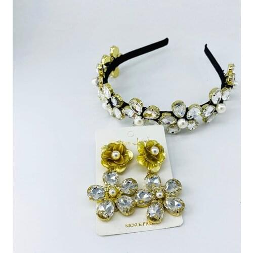 Wedding Crystl Flower Imitation Pearls Headbands Vintage Bridal Hair Accessories Metal Crown Bouquet CollectionHandmade winding