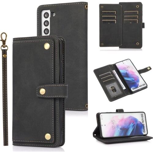 Shockproof Case for Samsung Galaxy S21 Ultra S 21 Plus 5G Multifunction 9-Card Flip Leather Case for Galaxy S21 Wallet Funda