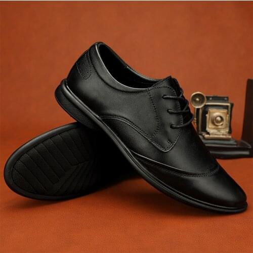 Luxury Mens Oxfords Shoes Classic Men Dress Shoes Genuine Leather Fashion Black Luxury Wedding Office Suit Shoes Man Size 38-45