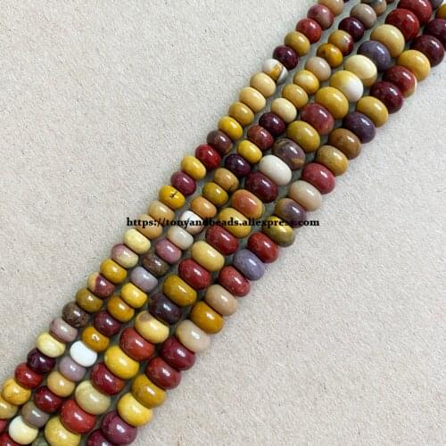 2lots more 10% off ! Natural Stone Smooth Rondelle Mookite Jasper 7" Loose Beads 4X6 5X8mm Pick Size For Jewelry Making DIY