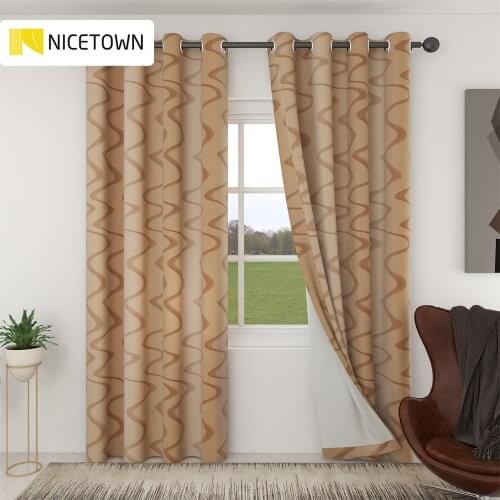 NICETOWN 1pc Curtains Printed Geometric Curve for Kitchen Bedroom Home Decoration Living Room Luxury Decor Custom Curtains
