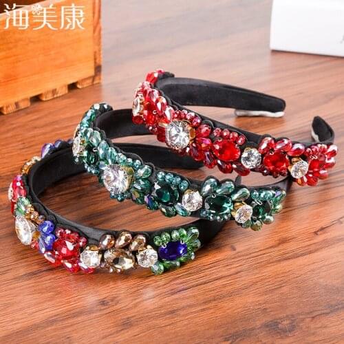 Haimeikang New Baroque Green Vintage Hairband Women Tiaras Bridal Crowns Hair Jewelry Bridal Accessories Wedding Jewelry